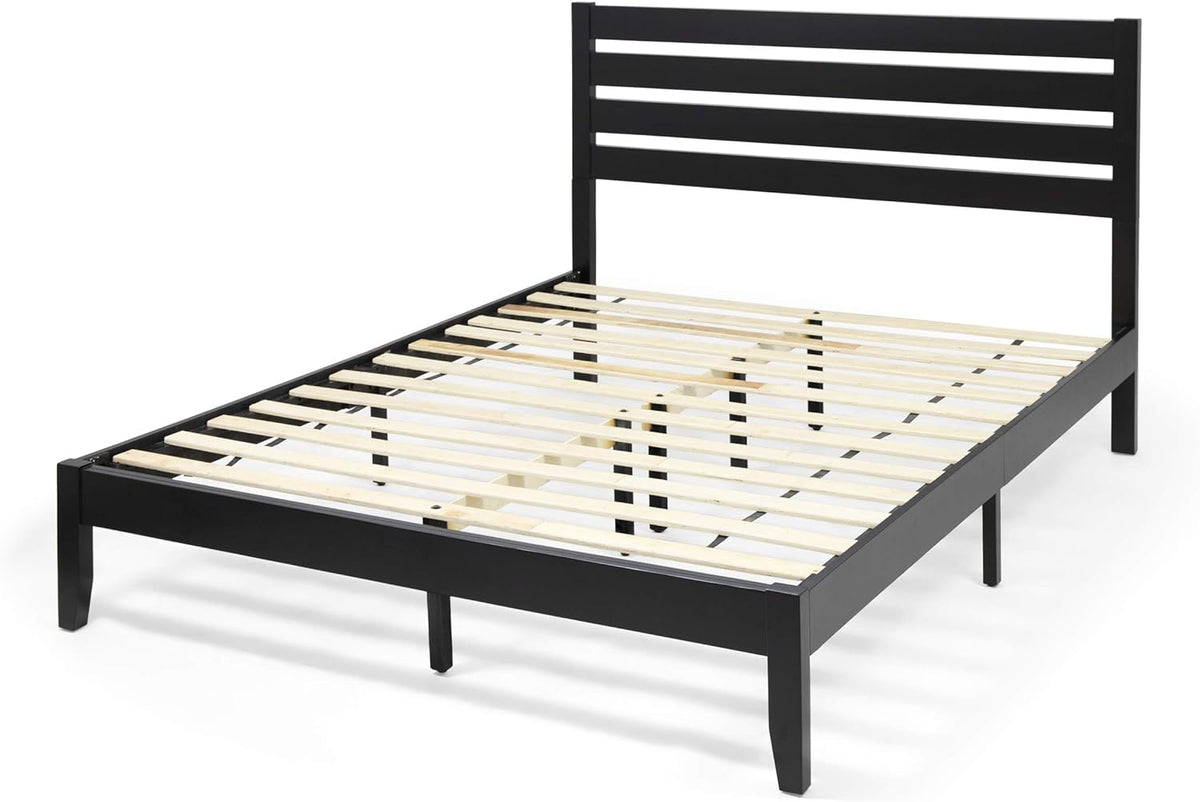 Kenley Queen Size Bed with Headboard, Natural and Black Finish