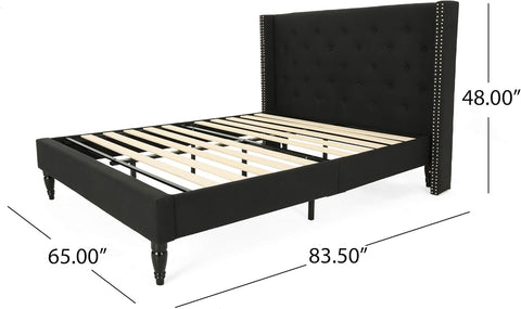 Raye Fully-Upholstered Bed Frame-Queen-Size-Traditional-Black