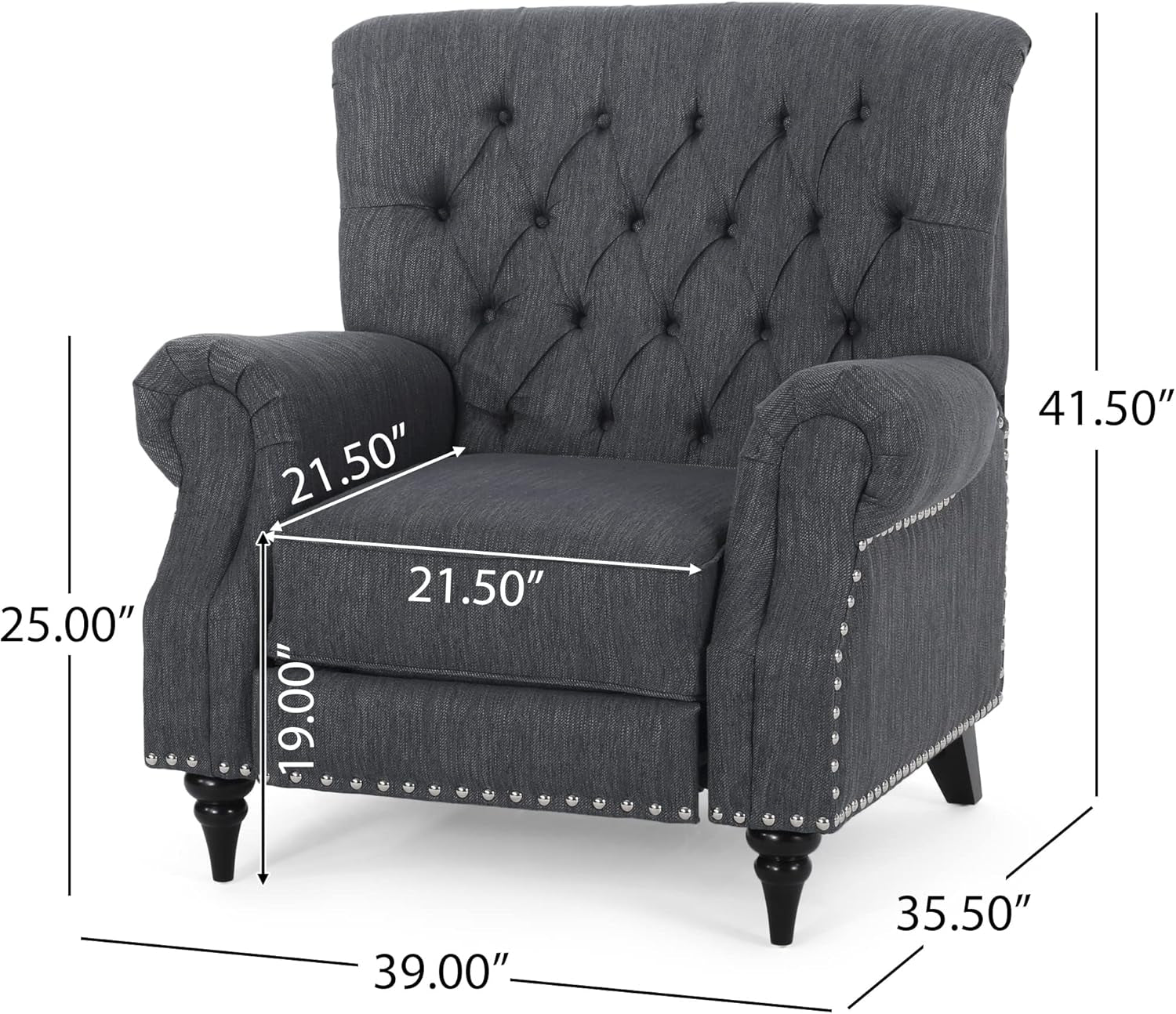 Sunapee Recliner, Charcoal + Espresso