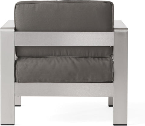 Cape Coral Outdoor Sofa and Chat Set with Lounges and Firepit, Khaki / Light Grey / Silver / Grey