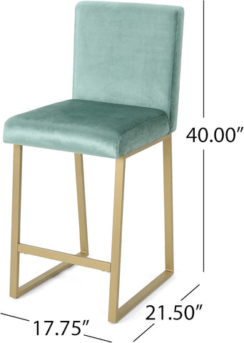 Great Deal Furniture 306435 Lexi Modern Velvet Barstools, Turquoise and Brass (Set of 2)