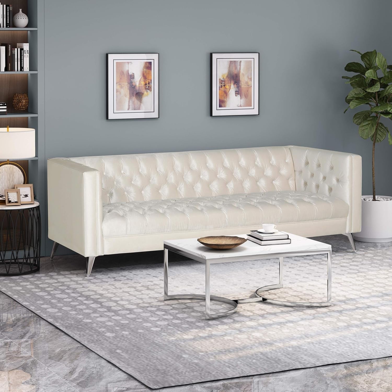 Hillel Sofas, Beige, Silver