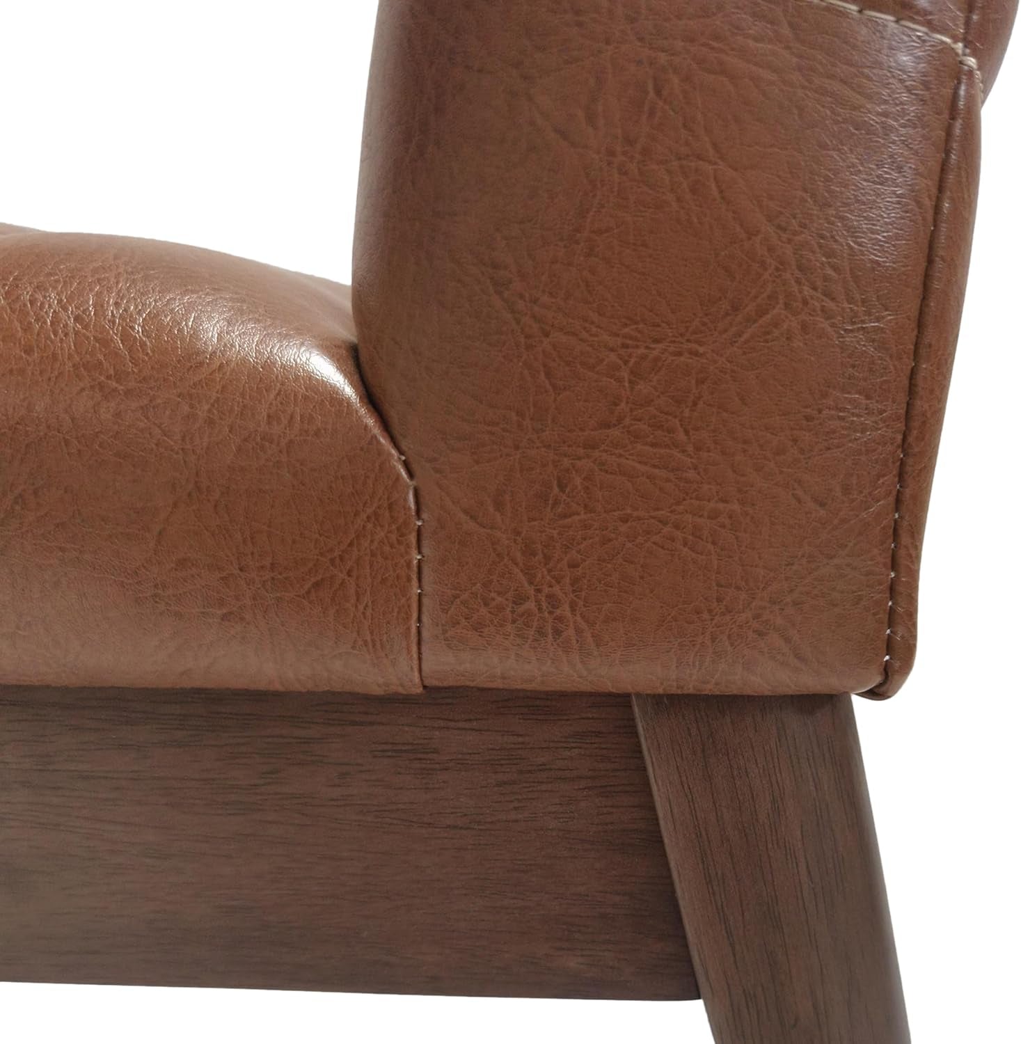 Lancer Dining Chair, 17.6 "W X 23.6 "D X 33.75 "H, Cognac Brown + Walnut