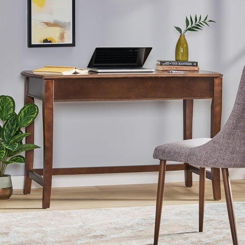 Janice Transitional Lift-Top Standing Desk, Dark Walnut