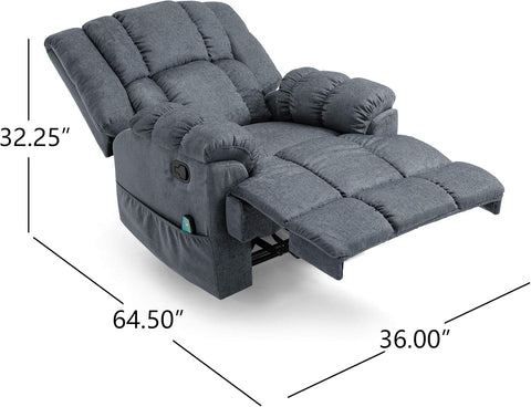 Coosa Massage Recliner, Charcoal + Black