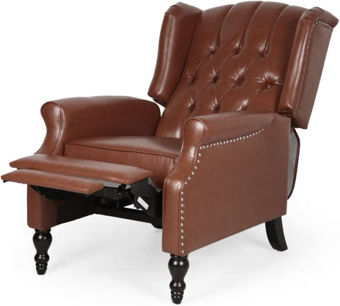 Elaine Contemporary Tufted Recliners (Set of 2), Cognac Brown + Dark Brown