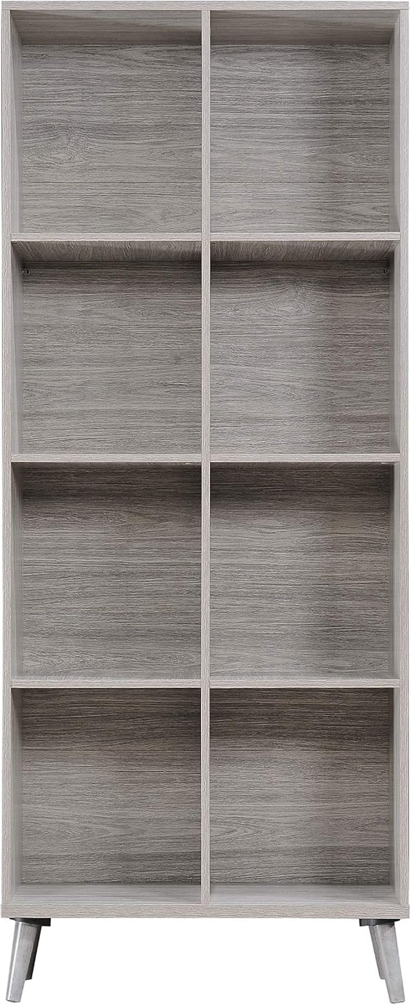 Elouera Mid-Century Faux Wood Bookcase, Grey Oak Finish