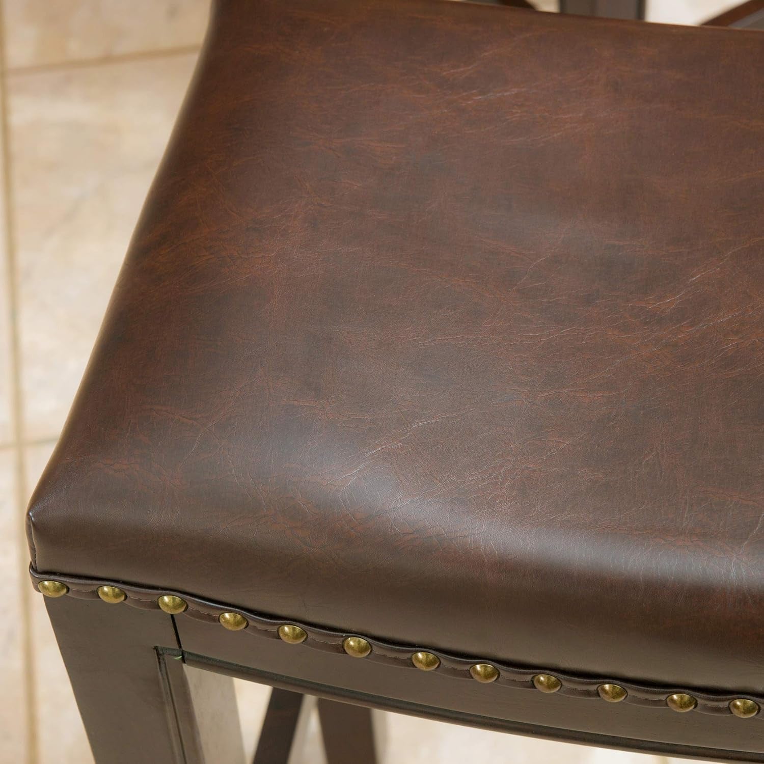 Avondale Backless Faux Leather Counter Stools, 2-Pcs Set, Brown