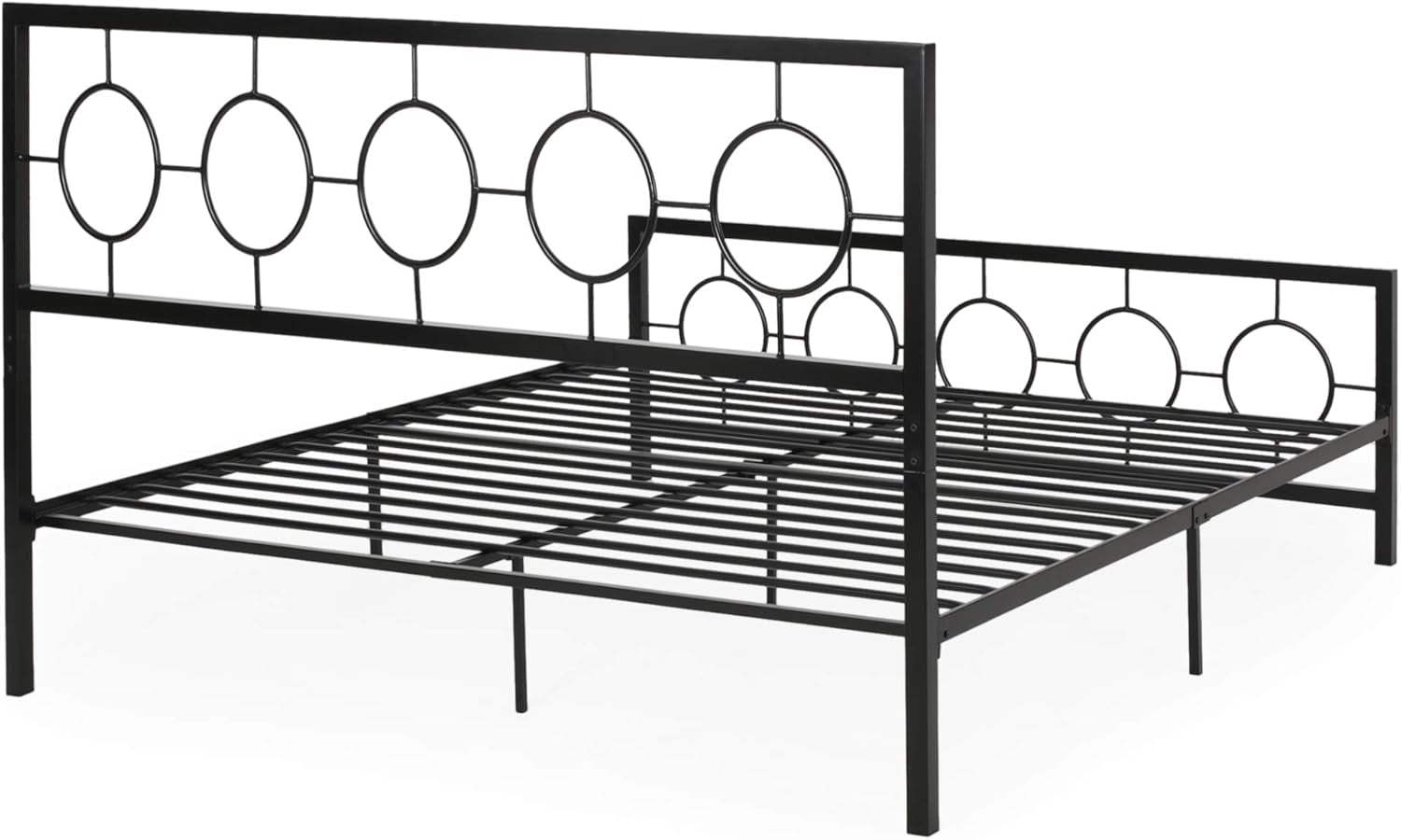 Modern Iron King Bed Frame, Flat Black