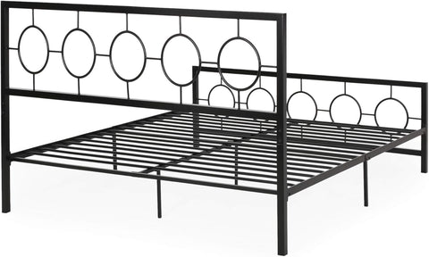 Modern Iron King Bed Frame, Flat Black