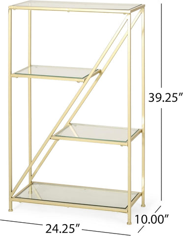 Kokesh Bookcase, Gold + Clear