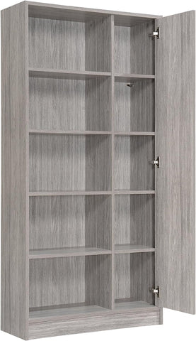 Amelia Mid-Century Faux Wood Bookcase, Grey Oak Finish