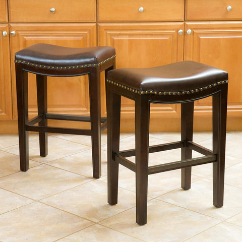 Avondale Backless Faux Leather Counter Stools, 2-Pcs Set, Brown