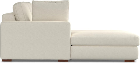 Charlie Left-Facing Sectional Sofa in 100% Recycled Polyester Tightly Woven Performance Fabric, Cream, 122-Inches Wide, Handcrafted Contemporary Style L-Shaped Couch with Chaise