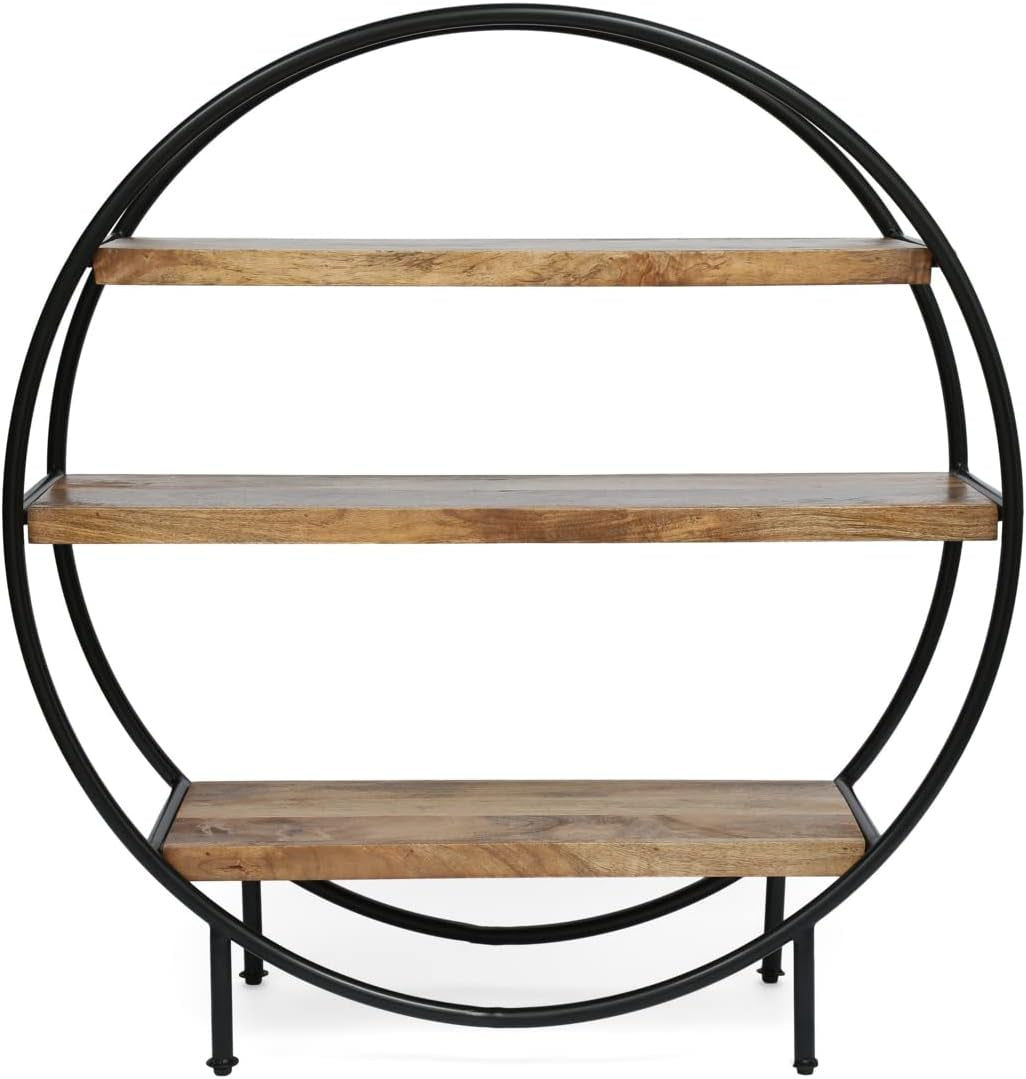 Christopher Knight 3 Tier Home Shelf, Natural + Black