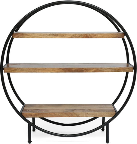 Christopher Knight 3 Tier Home Shelf, Natural + Black