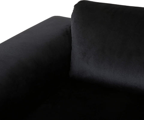 Victoria Modern Glam 4 Seater Velvet Sofa, Black, Silver
