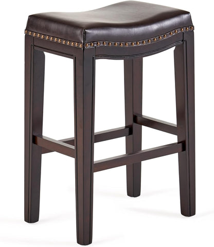 Avondale Backless Faux Leather Counter Stools, 2-Pcs Set, Brown