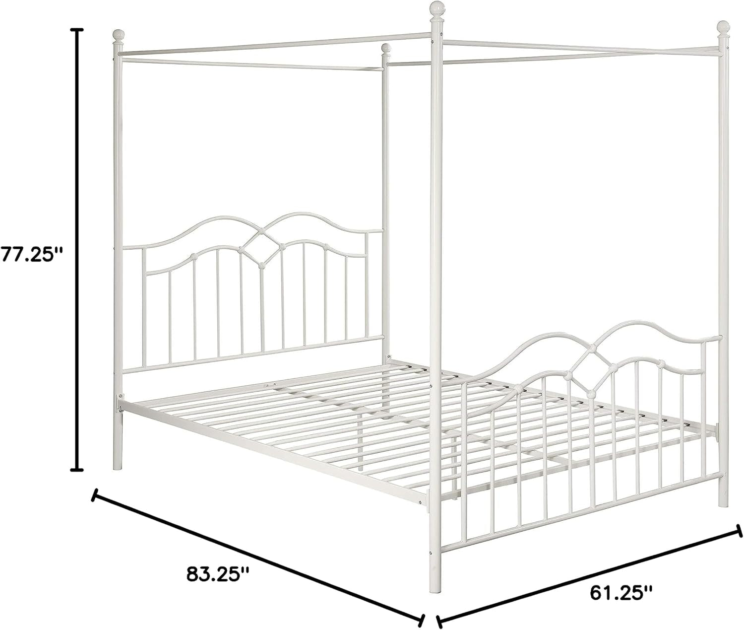 Simona Traditional Iron Canopy Queen Bed Frame, White