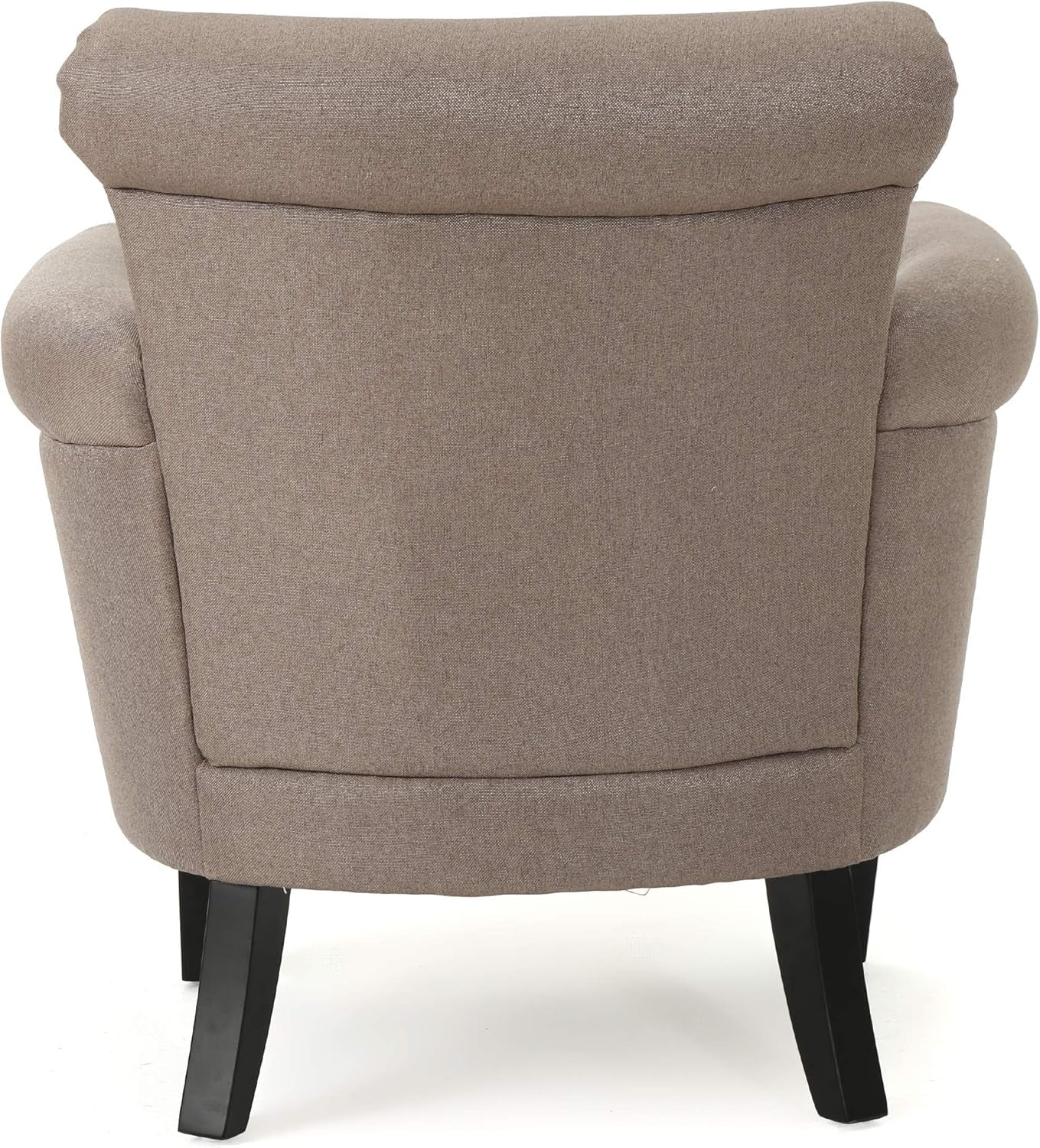 Brice Vintage Scroll Arm Studded Fabric Club Chair, Light Coffee / Dark Brown, 31D X 29.5W X 31.5H In