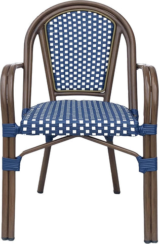 Brianna Bistro Chairs, Briann,Navy Blue + White + Brown Wood