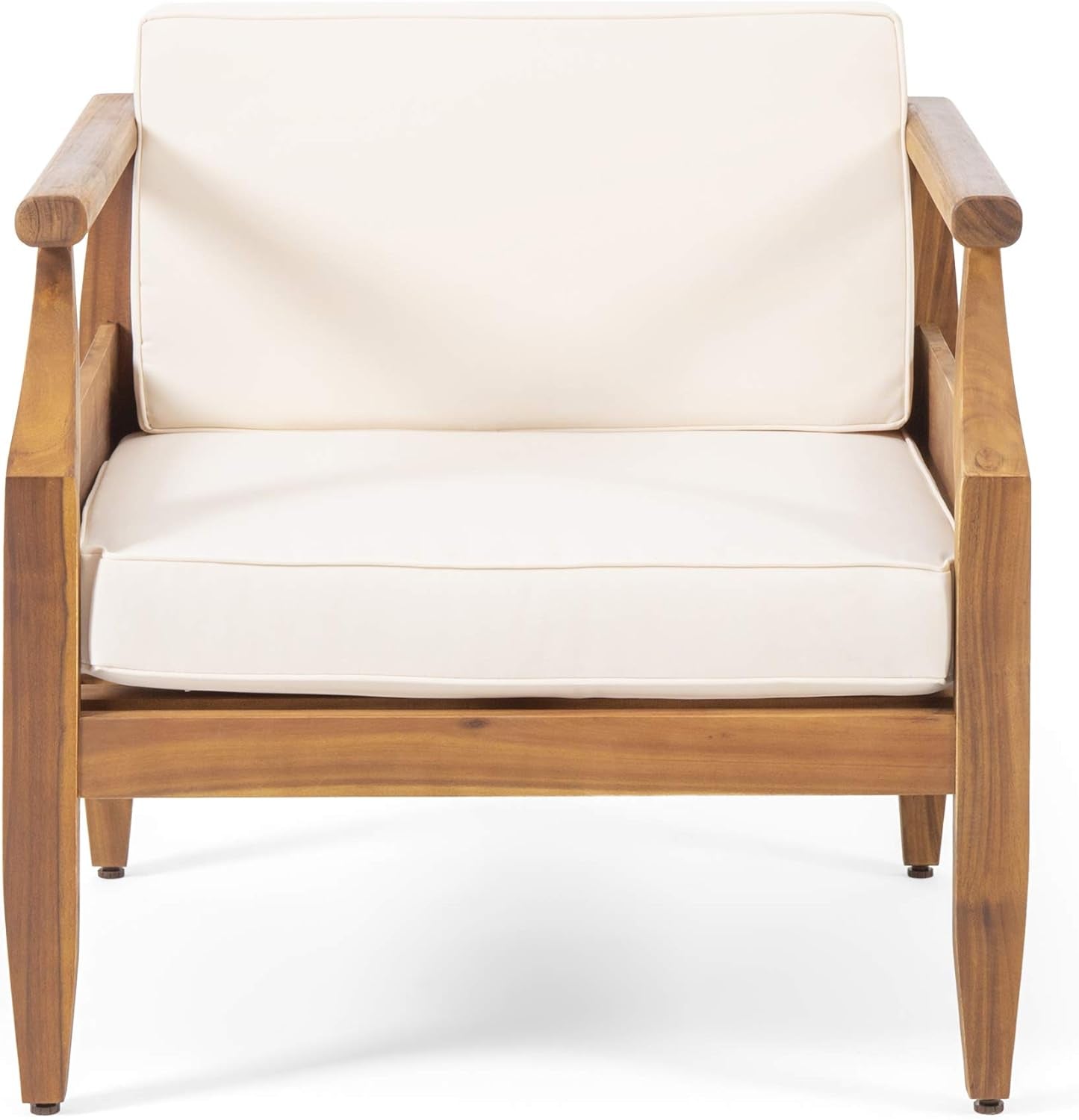 Daisy Outdoor Club Chair with Cushion (Set of 4), Teak Finish, Cream