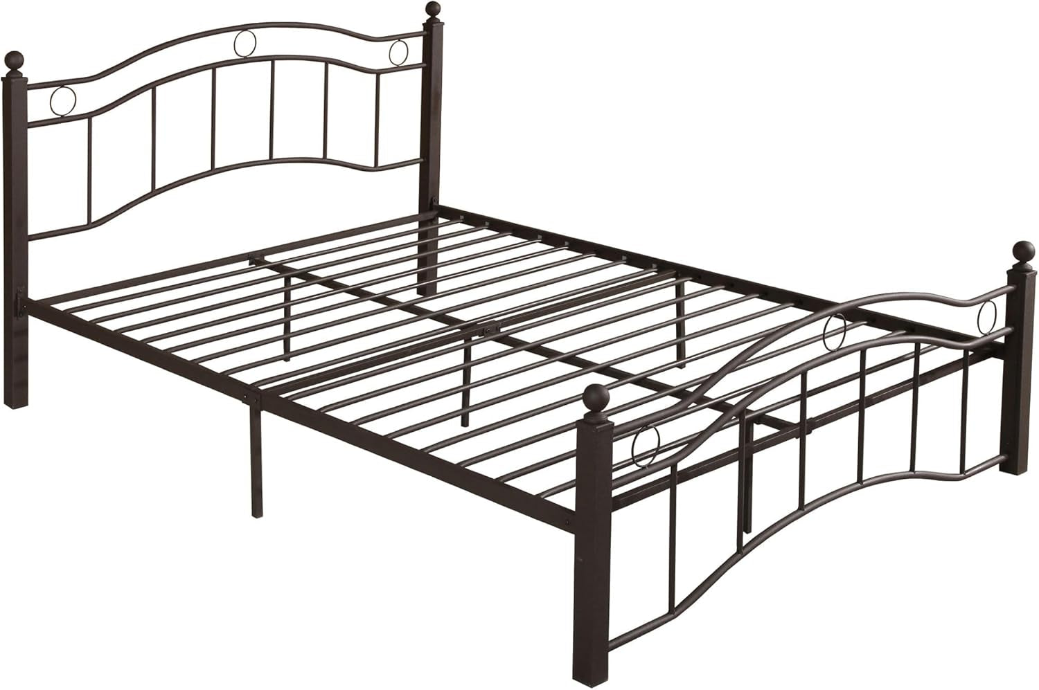 Bouvardia Contemporary Iron King Bed Frame, Hammered Copper