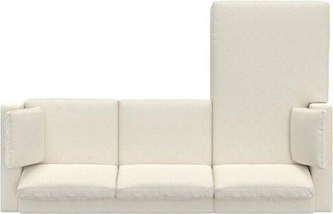 Charlie Left-Facing Sectional Sofa in 100% Recycled Polyester Tightly Woven Performance Fabric, Cream, 122-Inches Wide, Handcrafted Contemporary Style L-Shaped Couch with Chaise