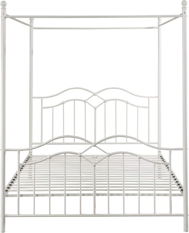 Simona Traditional Iron Canopy Queen Bed Frame, White