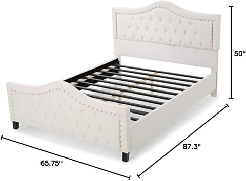 CKH Fully Upholstered Bed Set, Queen, Ivory