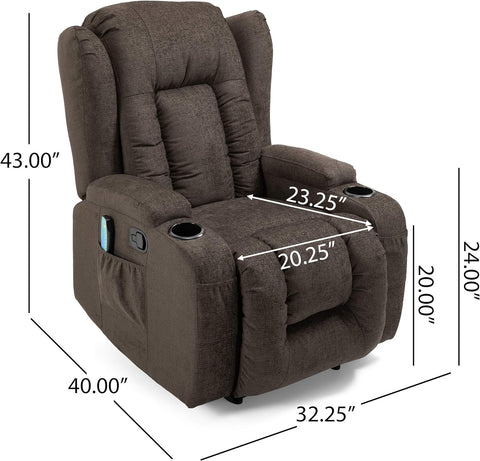 Lavonia Massage Recliner, Brown + Black