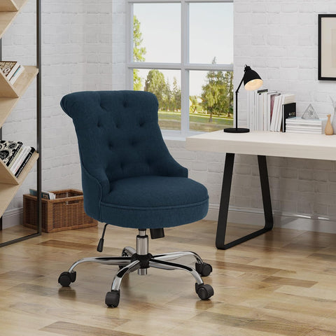 Tyesha Desk Chair, Navy Blue + Chrome