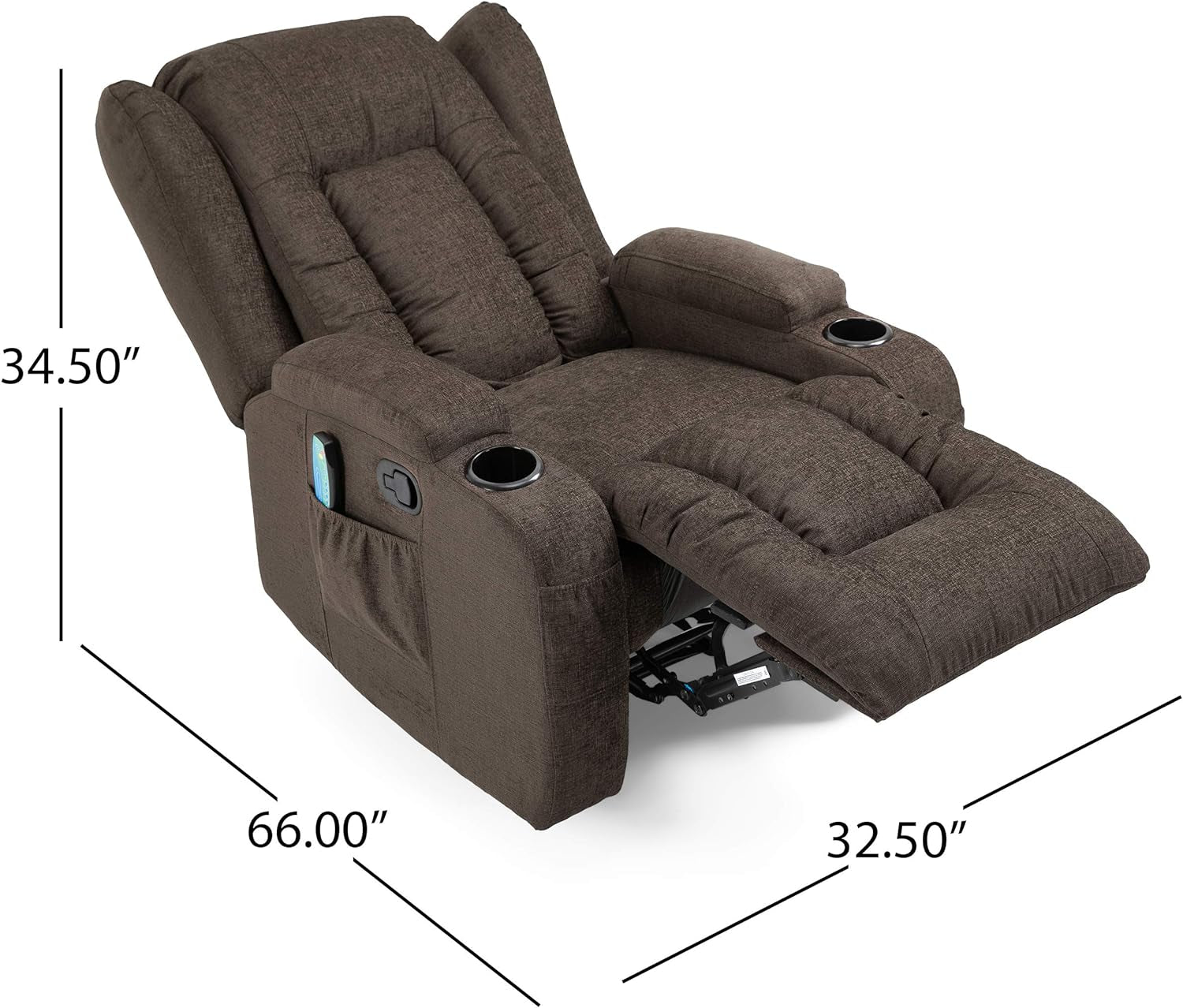 Lavonia Massage Recliner, Brown + Black