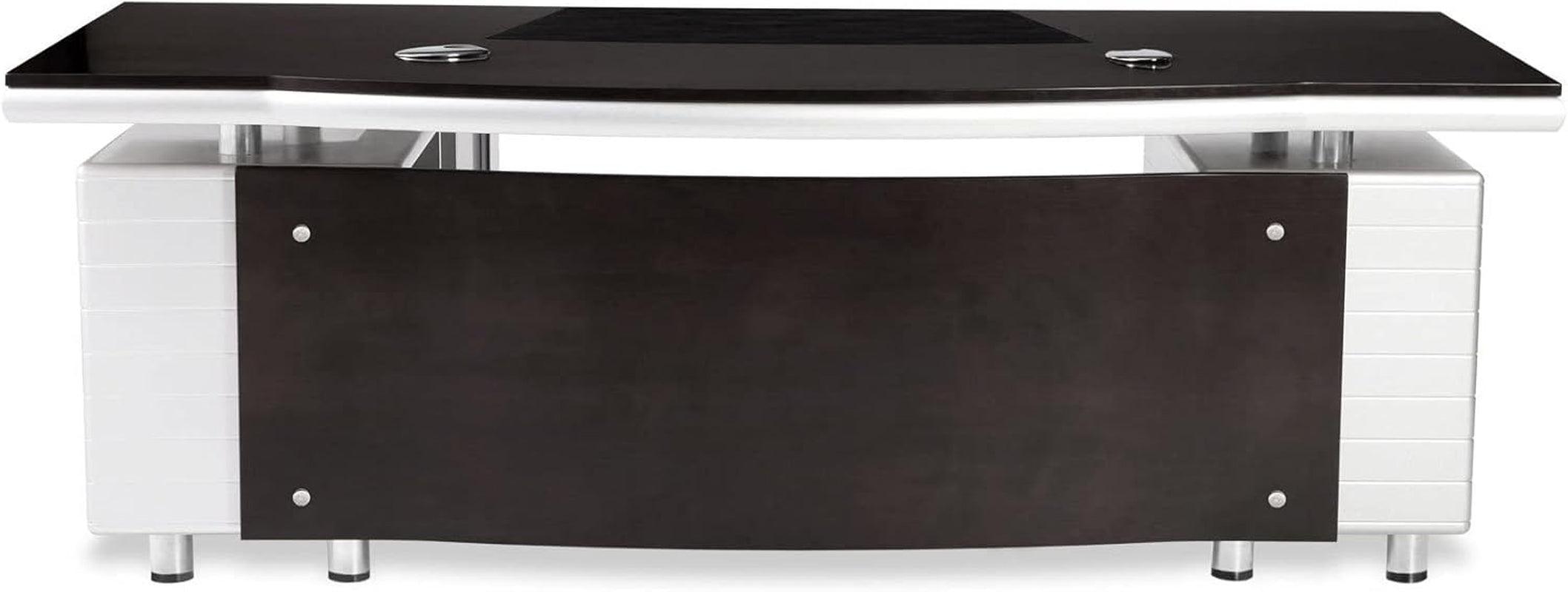 Furniture 83" Modern Kennedy Executive Dark Wood Desk with Right Return