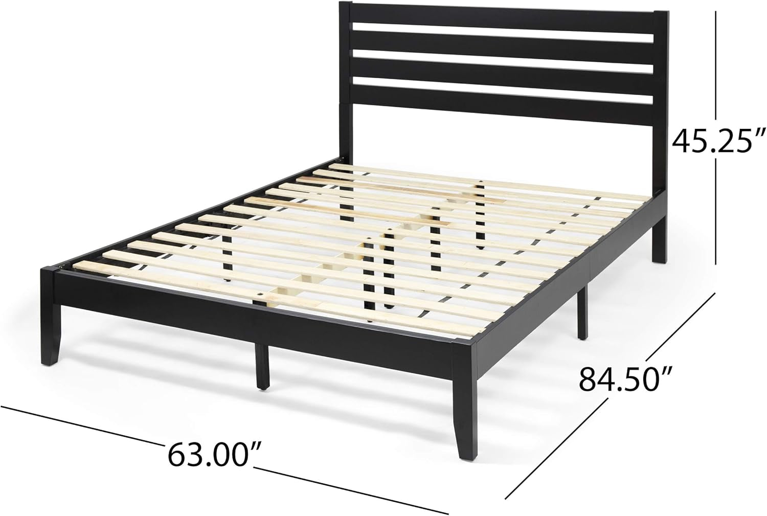 Kenley Queen Size Bed with Headboard, Natural and Black Finish