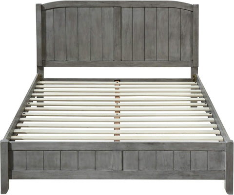 Rustic Wooden Queen Platform Bed, Rustic Gray