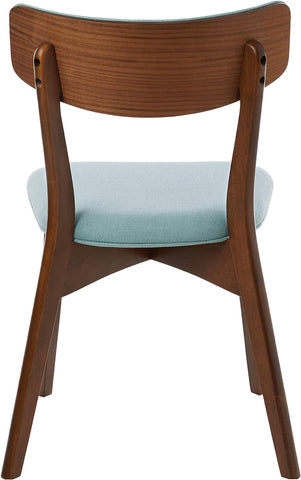 Abrielle Mid-Century Modern Fabric Dining Chairs with Natural Walnut Finished Rubberwood Frame, 2-Pcs Set, Mint / Natural Walnut