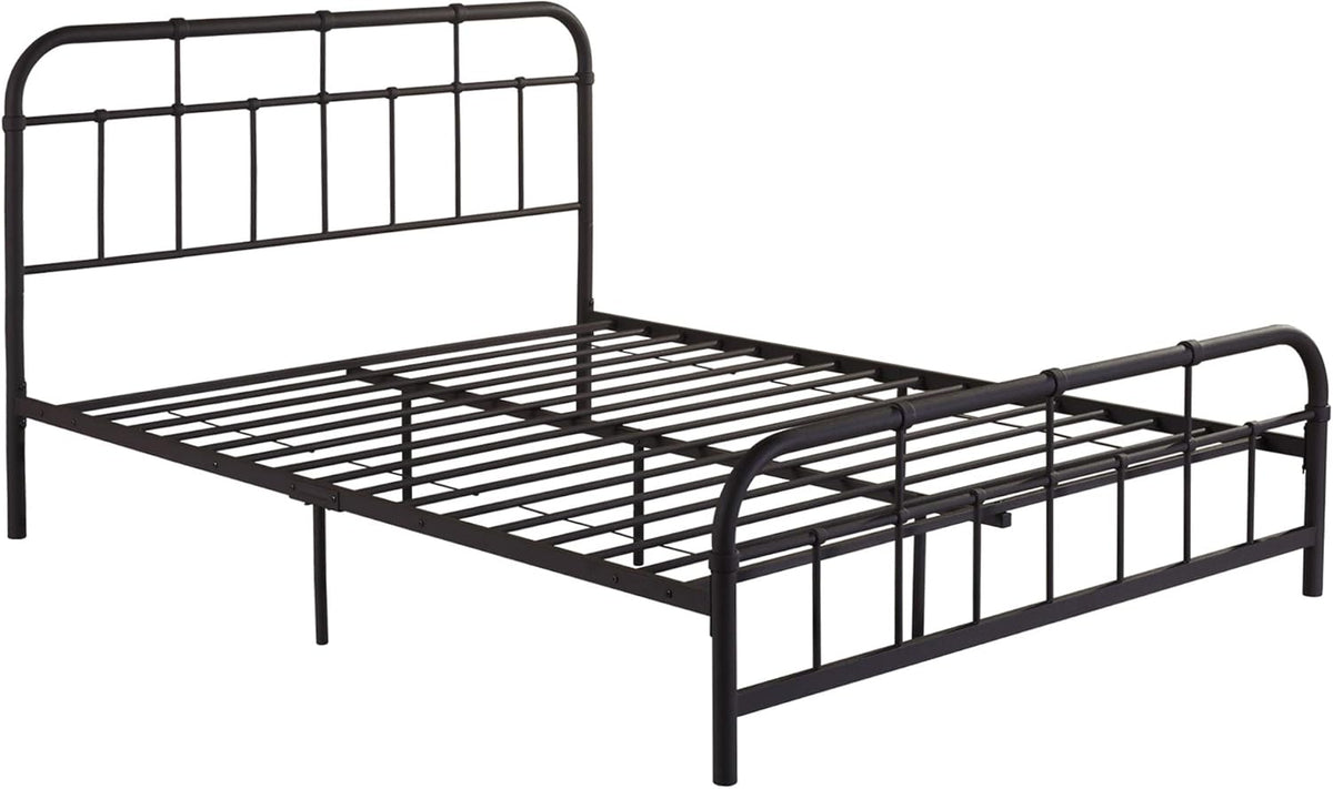 Sylvia Queen-Size Iron Bed Frame, Minimal, Industrial, Hammered Copper