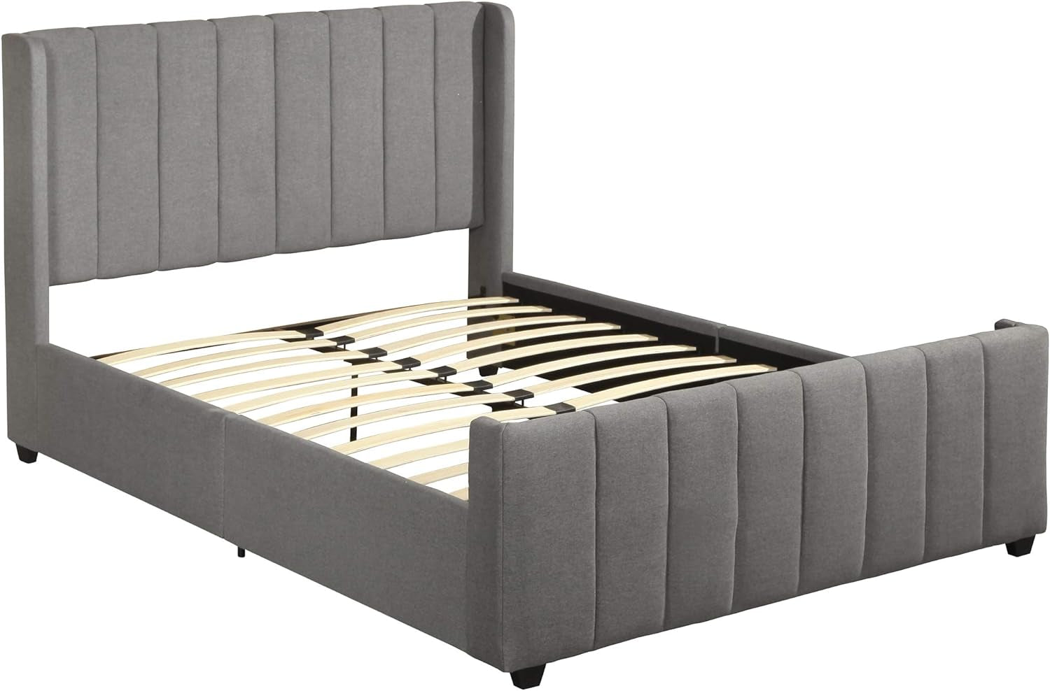 Riley Fully-Upholstered Bed Frame-Queen-Size-Traditional, Charcoal Gray Black