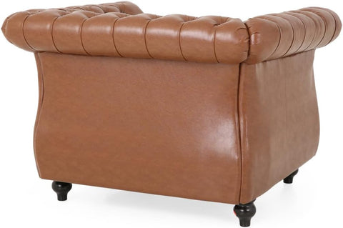 Lucine Traditional Chesterfield Club Chair, Cognac Brown, Dark Brown