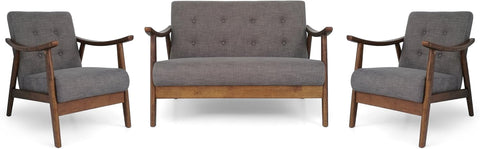 Taya Mid-Century Modern Chat Set, Medium, Dark Gray/Brown