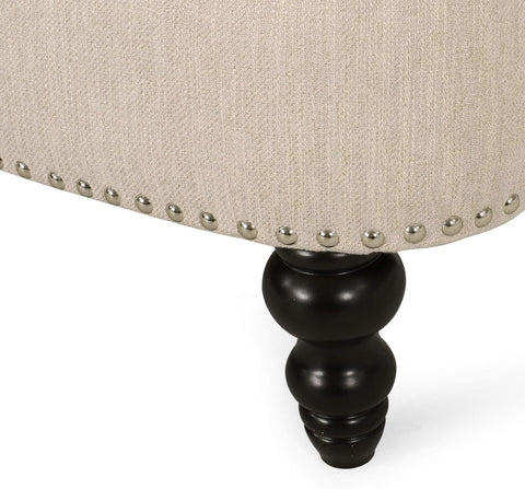 Tracy Contemporary Deep Tufted Sofa with Nailhead Trim, Beige