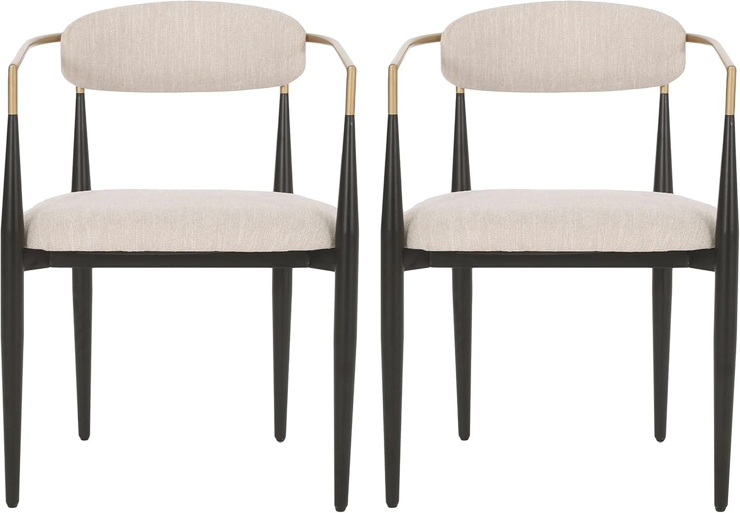 Elmore Dining Chair, 22.75 "W X 21.75 "D X 31.5 "H, Beige + Black + Gold