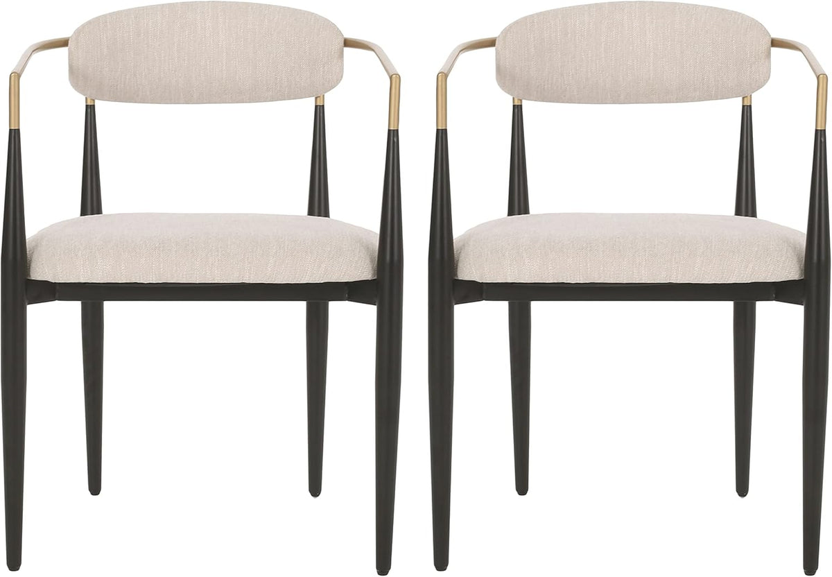 Elmore Dining Chair, 22.75 "W X 21.75 "D X 31.5 "H, Beige + Black + Gold