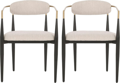 Elmore Dining Chair, 22.75 "W X 21.75 "D X 31.5 "H, Beige + Black + Gold