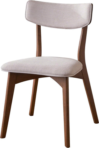 Abrielle Mid-Century Modern Dining Chairs with Rubberwood Frame, 2-Pcs Set, Light Beige / Natural Walnut