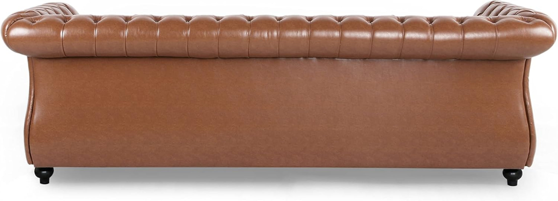 Quentin Chesterfield Tufted Sofa with Scroll Arms, Cognac Brown, Dark Brown