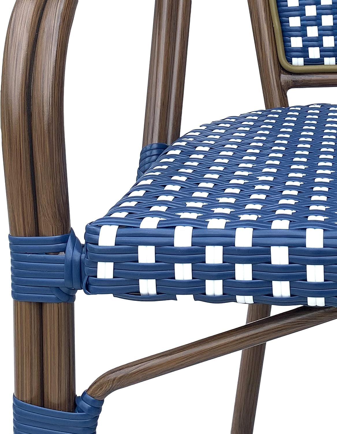 Brianna Bistro Chairs, Navy Blue + White + Brown Wood