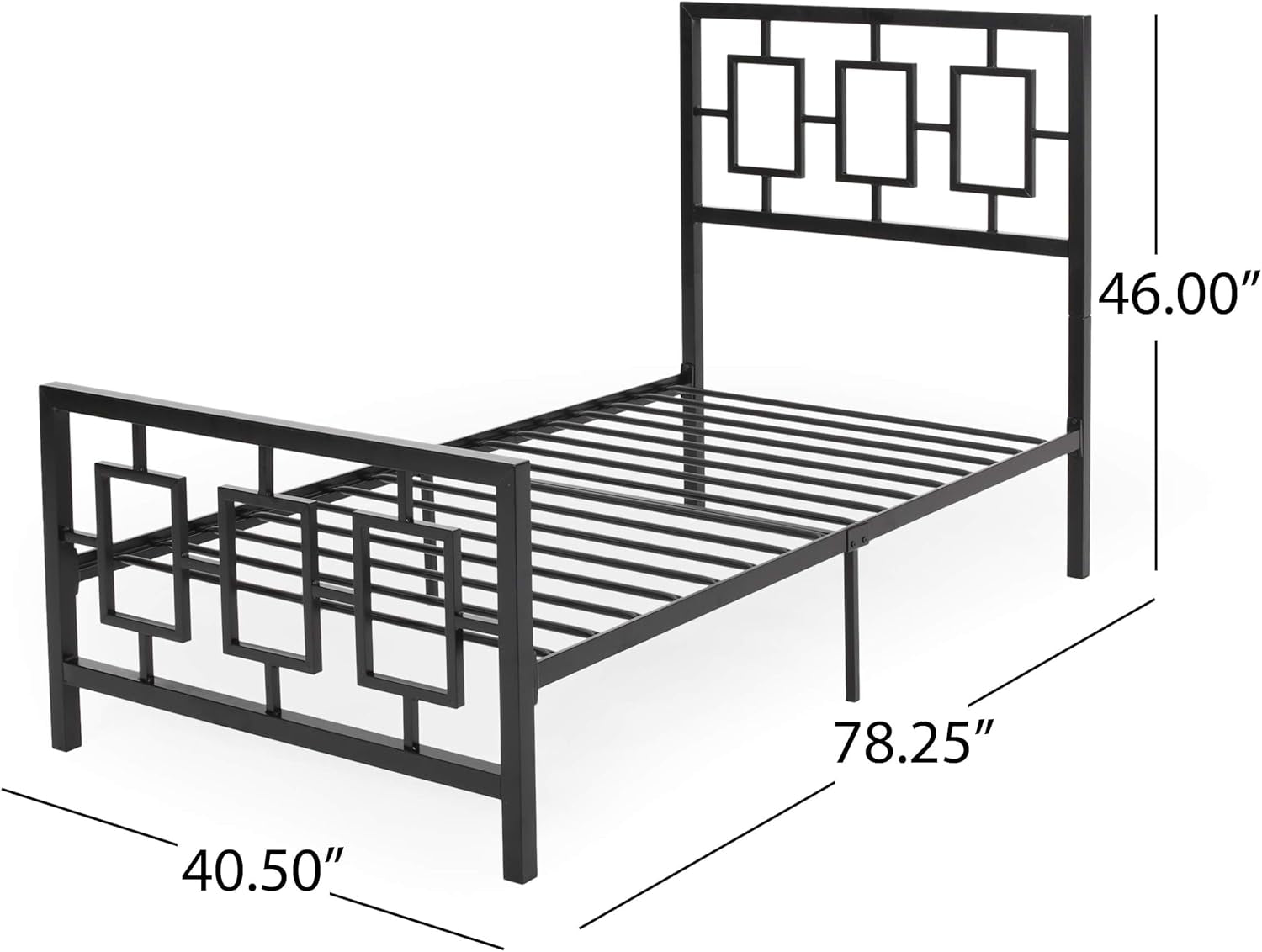 Modern Iron Twin Bed Frame, Flat Black