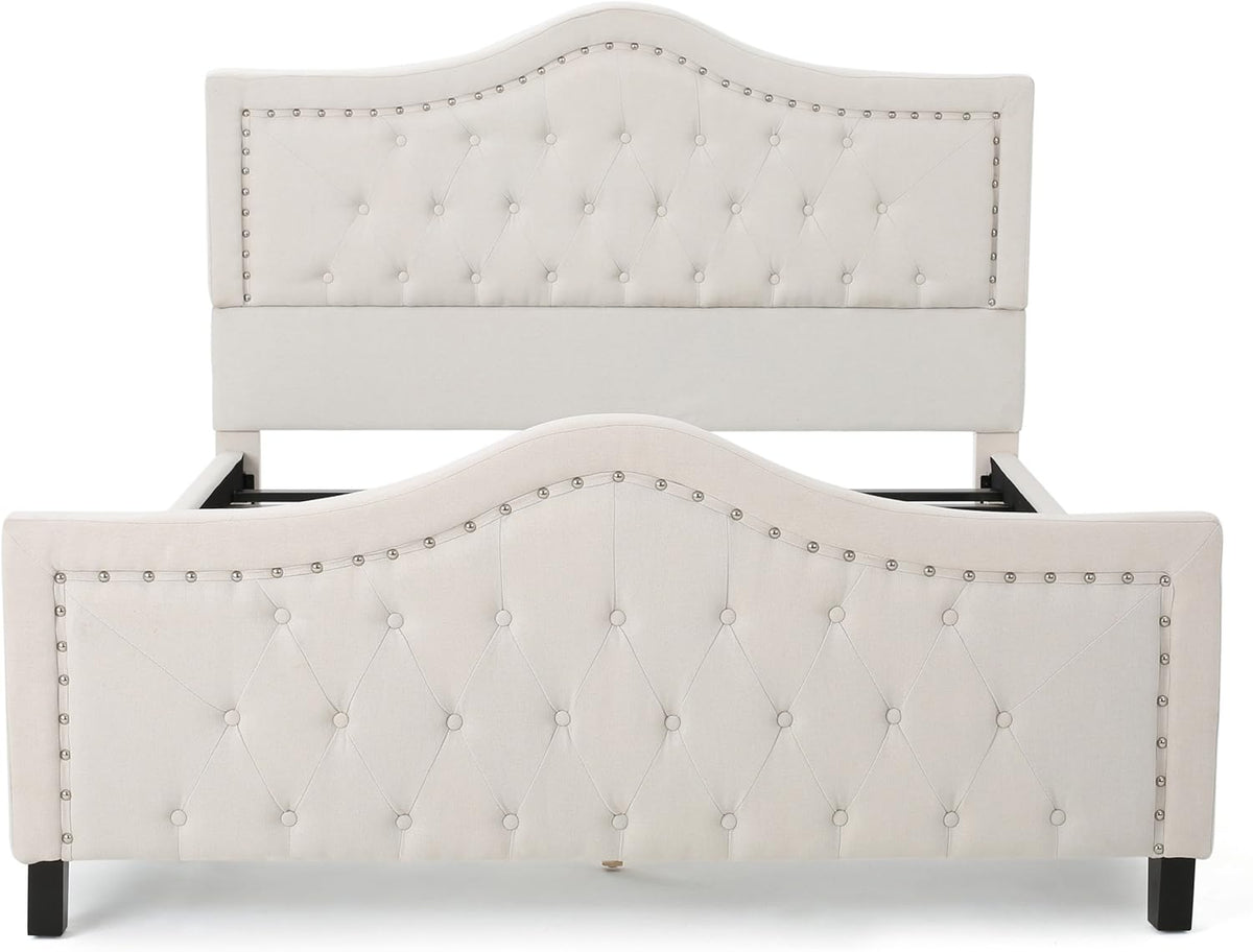 CKH Fully Upholstered Bed Set, Queen, Ivory